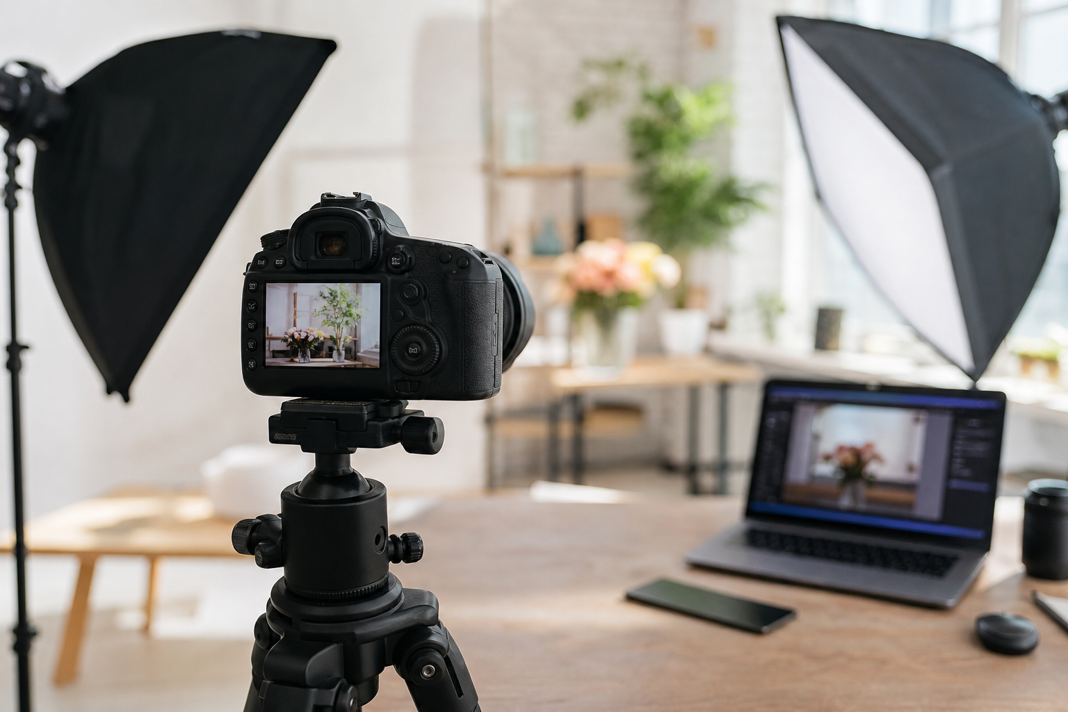 AI-generated image representing a photographer's studio in Chapel Allerton — illustrative, not a photograph of Bevan Cockerill Photography & Design.