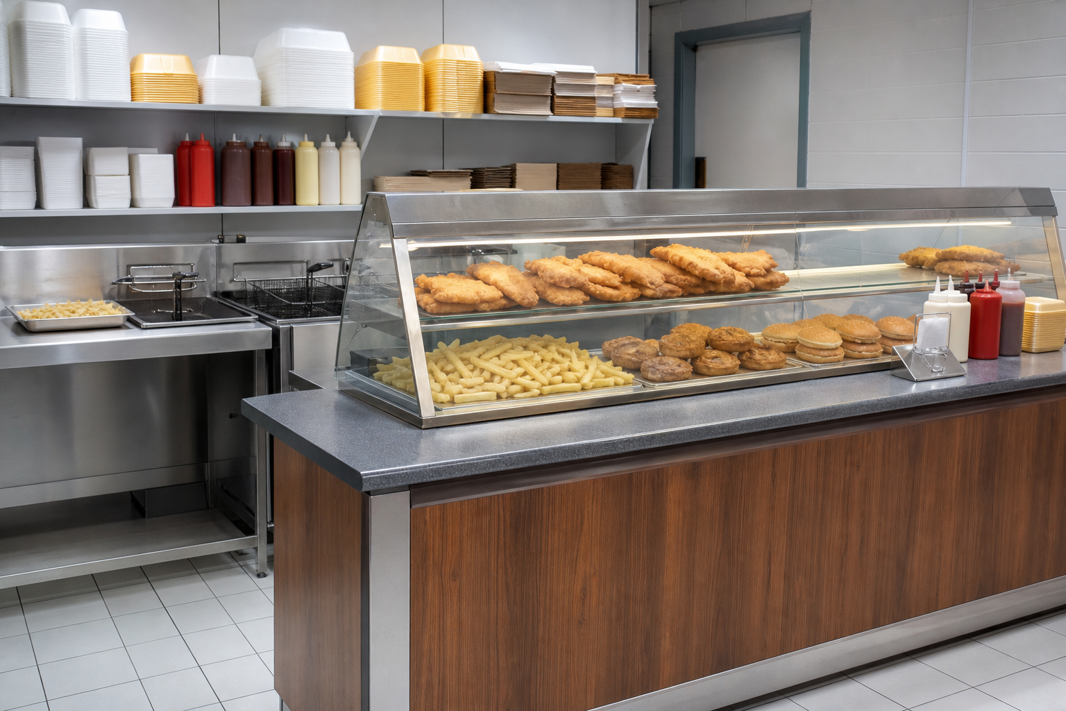 An illustrative AI-generated photograph representing a takeaway in Bramley. Not a photograph of the business itself.
