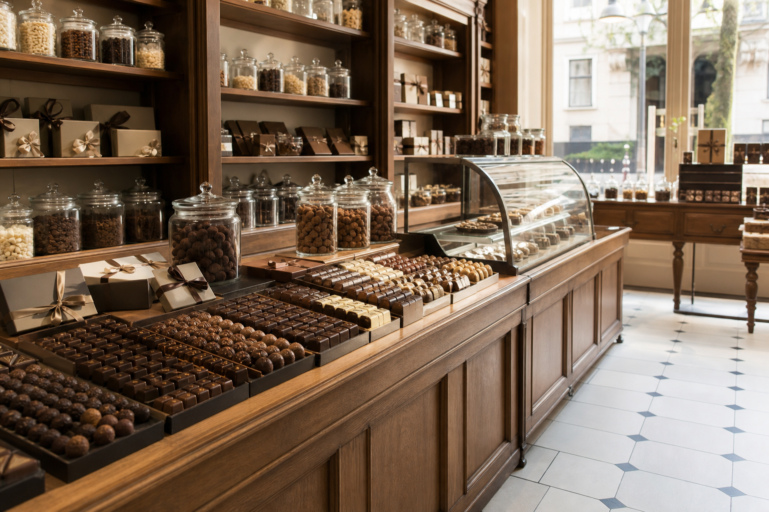 An illustrative AI-generated photograph representing a sweet shop & chocolatier in Wetherby. Not a photograph of the business itself.