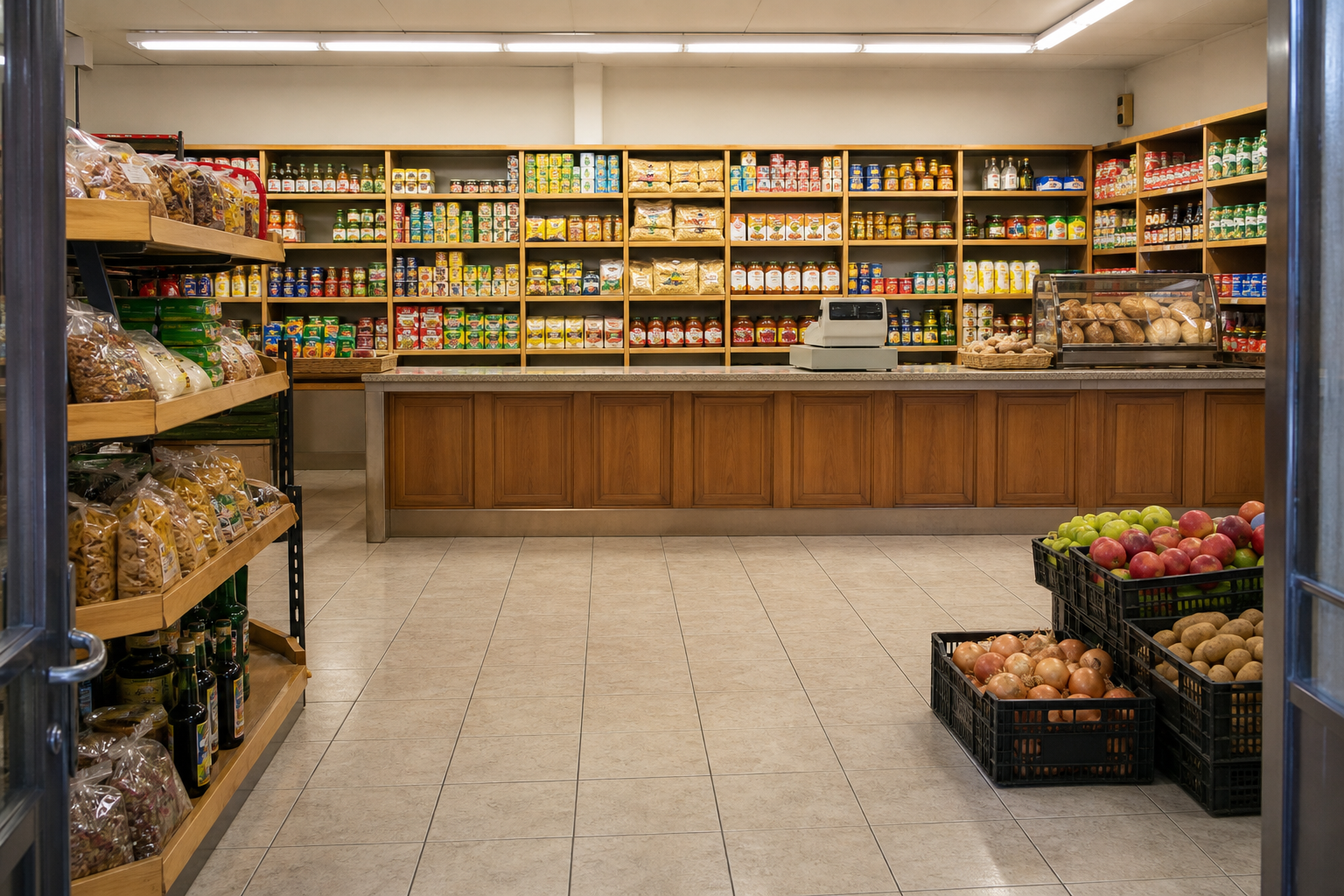 An illustrative AI-generated photograph representing a grocer in Otley. Not a photograph of the business itself.