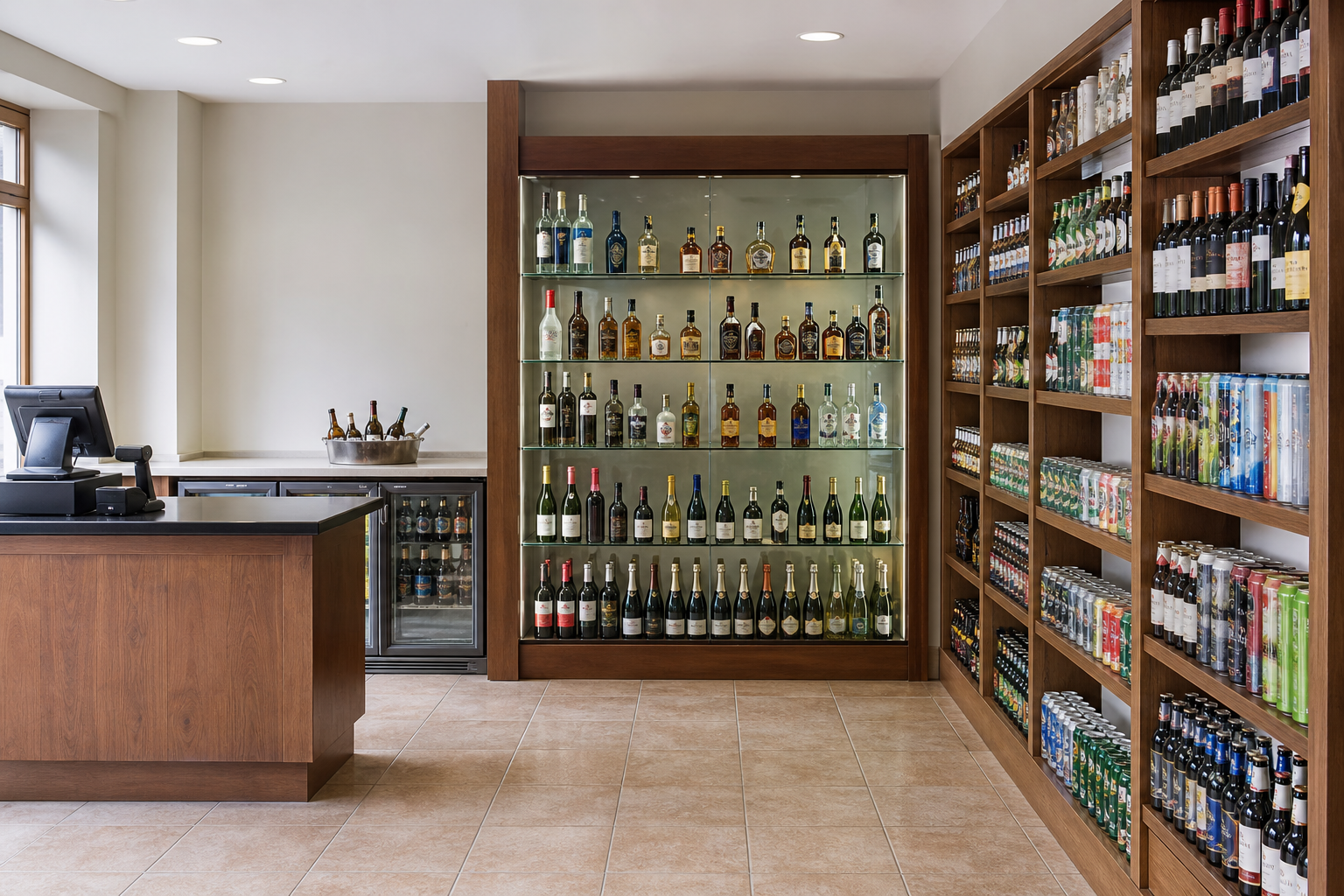 An illustrative AI-generated photograph representing an off-licence in Otley. Not a photograph of the business itself.
