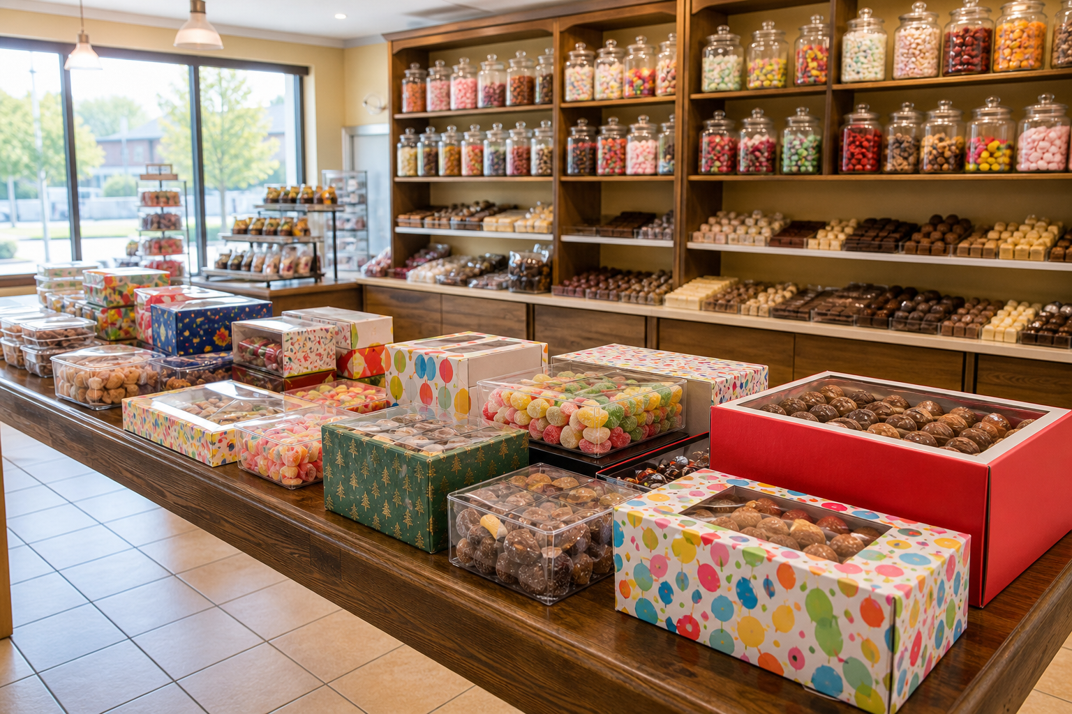 An illustrative AI-generated photograph representing a sweet shop & chocolatier in Guiseley. Not a photograph of the business itself.