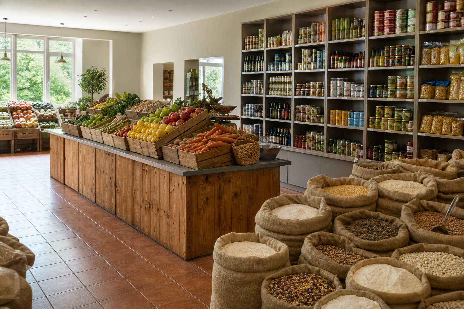 An illustrative AI-generated photograph representing a grocer in Armley. Not a photograph of the business itself.
