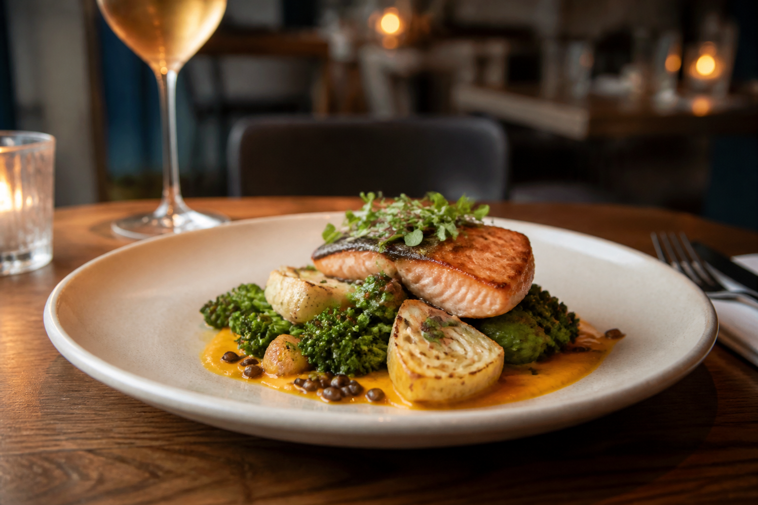AI-generated image representing a Restaurant in Horsforth — illustrative, not a photograph of Hooleos.