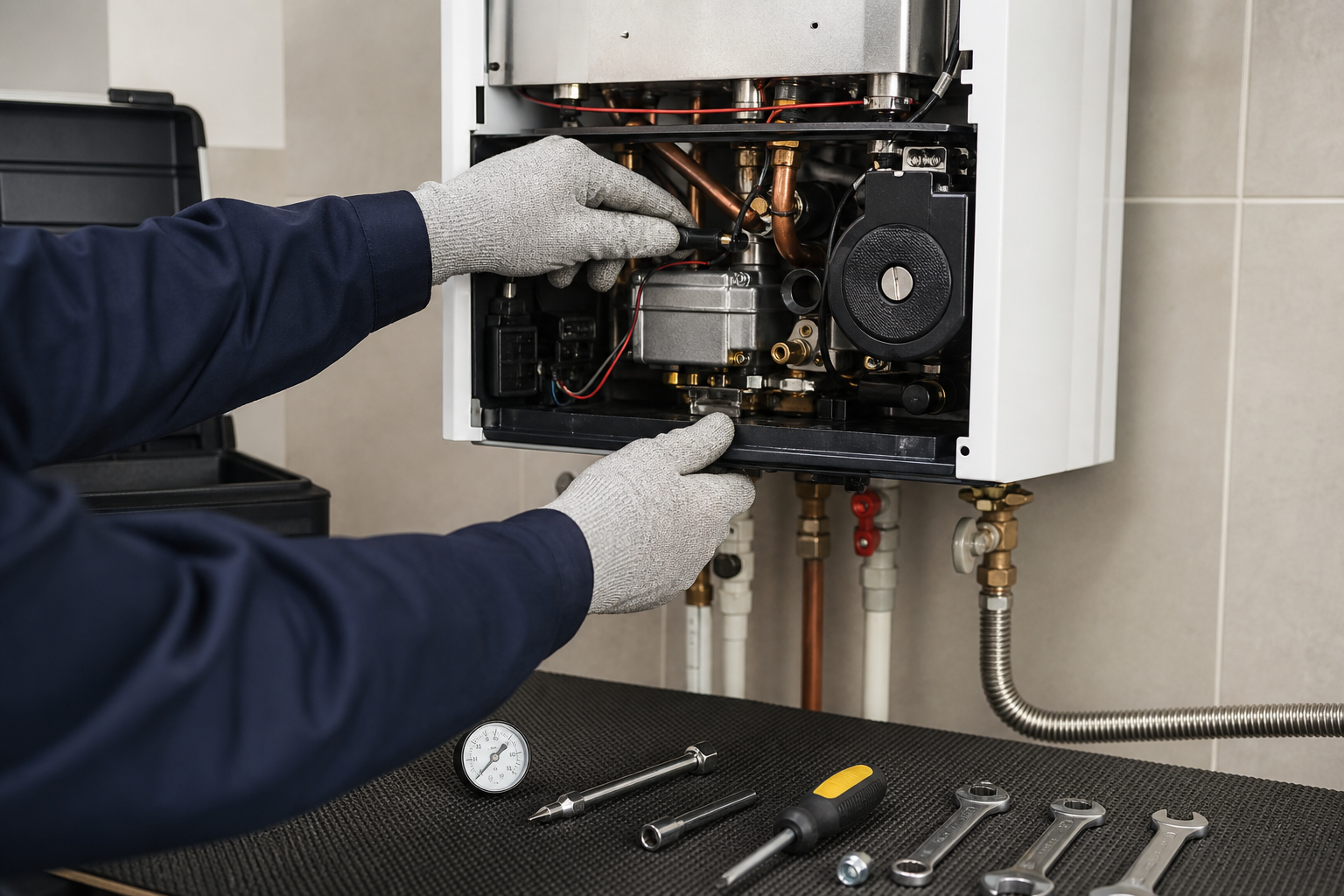 AI-generated image representing a heating engineer at work in Horsforth — illustrative, not a photograph of Horsforth Heating Solutions.
