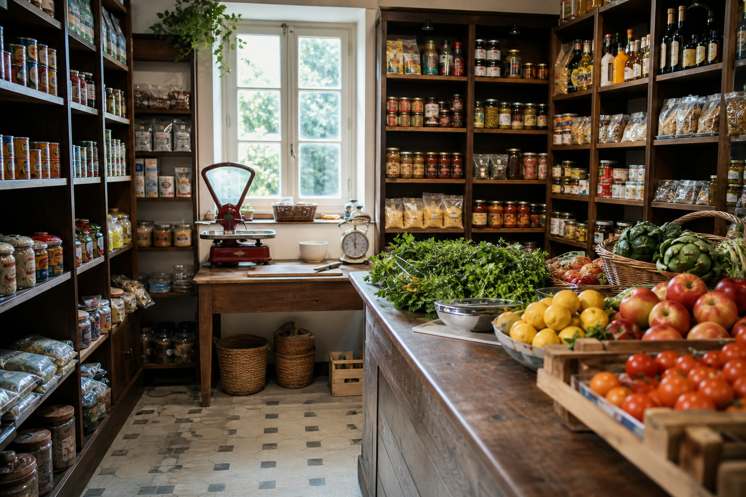 An illustrative AI-generated photograph representing a grocer in Otley. Not a photograph of the business itself.