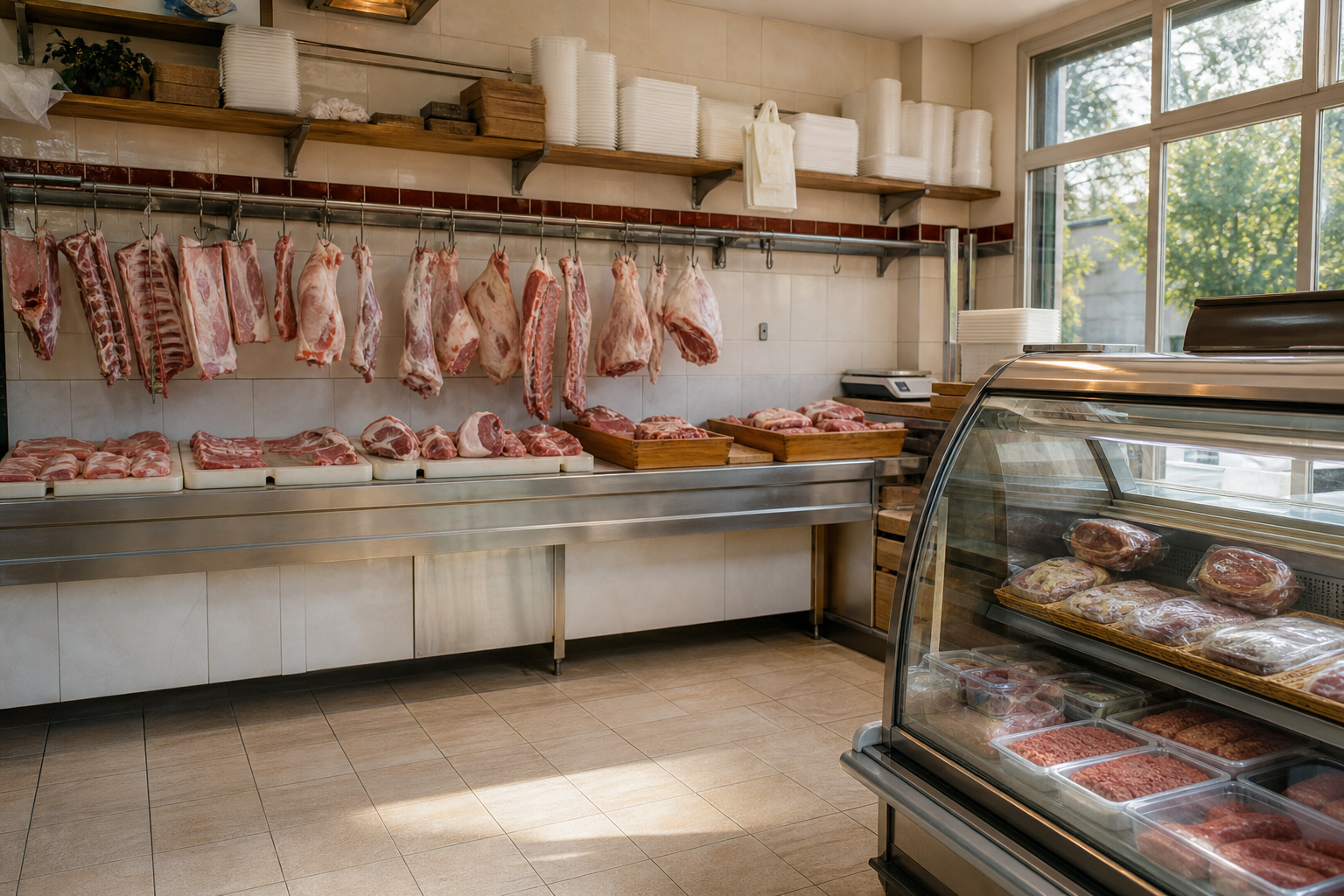An illustrative AI-generated photograph representing a butcher in Harehills. Not a photograph of the business itself.