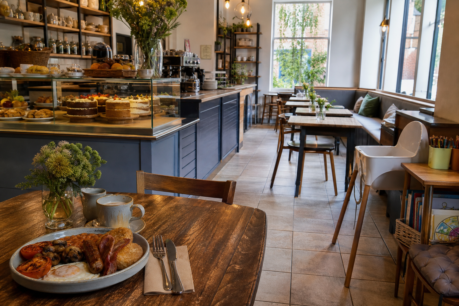 An illustrative AI-generated photograph representing a café in Wetherby. Not a photograph of the business itself.