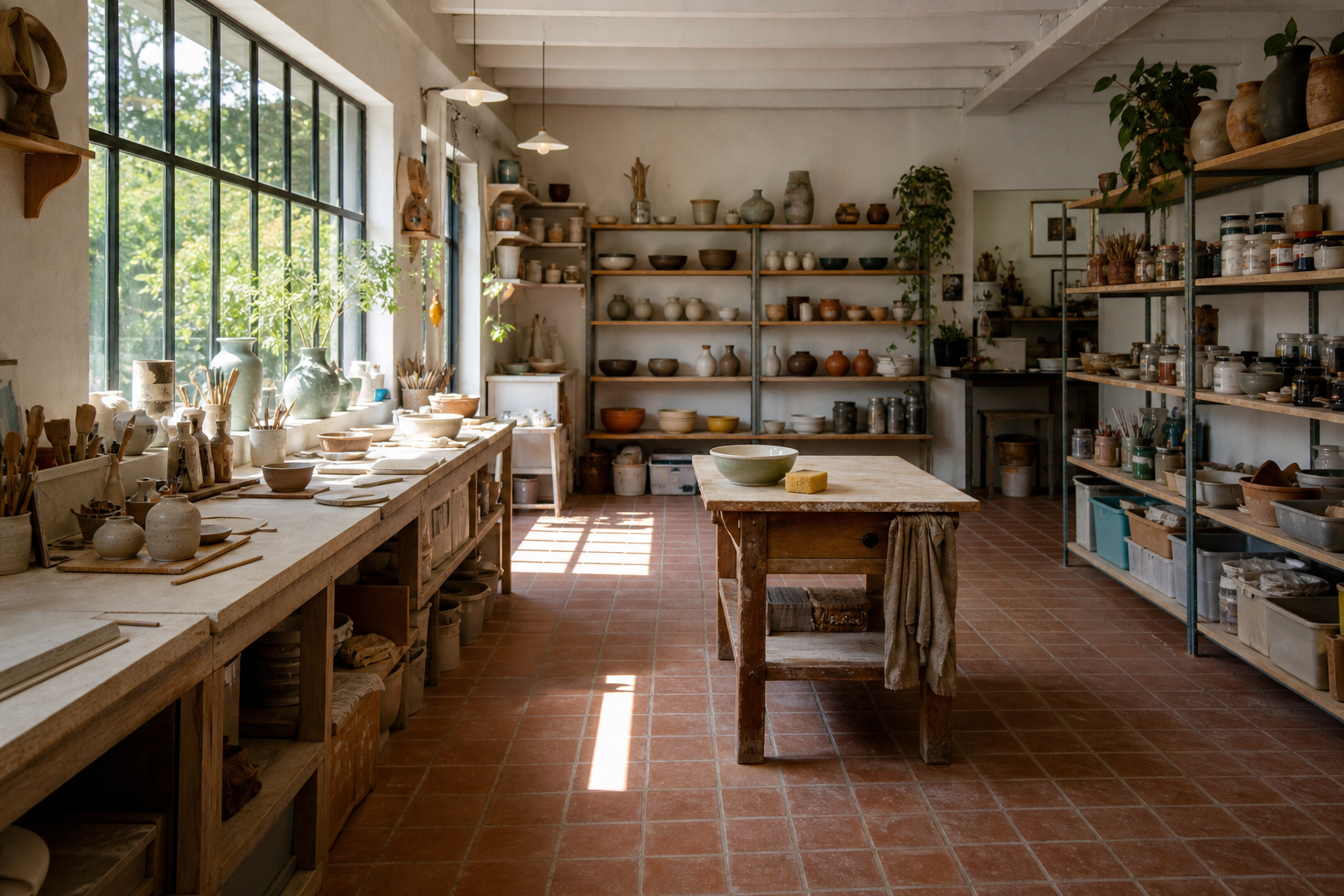 An illustrative AI-generated photograph representing a pottery & craft studio in Otley. Not a photograph of the business itself.