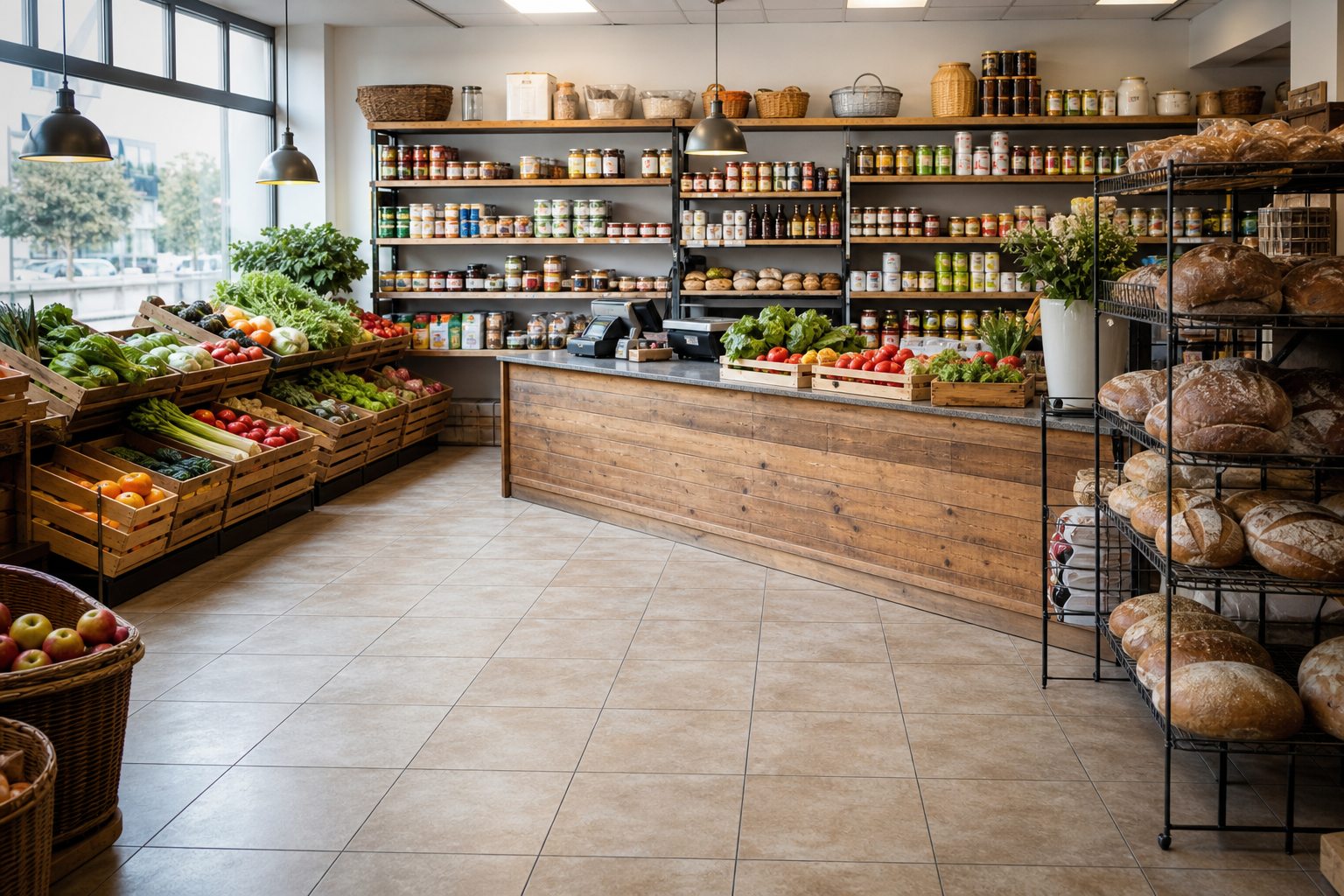 An illustrative AI-generated photograph representing a grocer in Bramley. Not a photograph of the business itself.