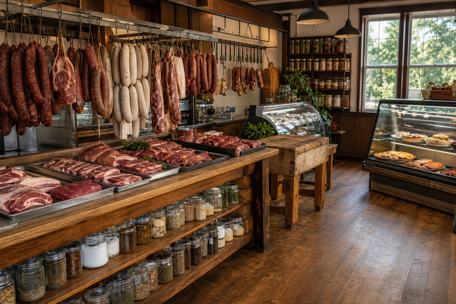 An illustrative AI-generated photograph representing a butcher in Otley. Not a photograph of the business itself.